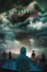 Cover of "Monument 14," featuring several children and teens staring at a storm in the distance