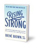 Cover of "Rising Strong," featuring dark blue text on a light blue and white background