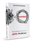 Cover of "Essentialism," featuring a scribbled mess of lines on the left side, with an arrow pointing to the right, where the word "essentialism" is surrounded by several shaky circles.