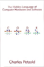 Cover of Code, featuring a white background with the title in red letters; underneath the letters is each letter in braille and binary code.