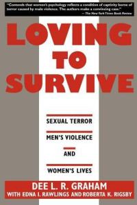 Cover of "Loving to Survive," featuring red text on a tan and white background