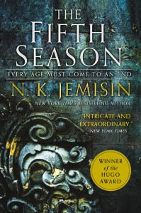 Cover of "The Fifth Season" showing a piece of a broken stone carving.