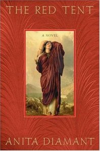 Cover of "The Red Tent," featuring a woman in a red Biblical-style robe.