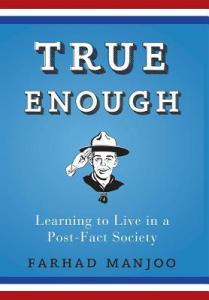 Cover of "True Enoug," featuring a black and white drawing of a boy scout saluting on a blue background.