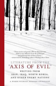 Cover of "Literature from the 'Axis of Evil,'" featuring a snowy scene with dark leafless trees in the background.