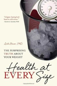 Cover of "Health at Every Size," featuring an image of a bathroom scale in a garbage can.