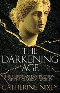 Cover of the book, featuring a broken-off head of a pale marble Greek statue with its nose chiseled off and a crude cross carved into its forehead.