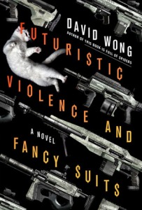 Cover of the book, featuring a series of futuristic-looking machine guns and one white cat on a black background.