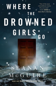 Cover of the book, featuring a wooden door sitting on top of a stormy sea.