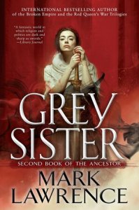 Cover of the book, featuring a girl with pale skin and dark hair leaning on a sword. There is blood on her hands and smoke billowing around her.