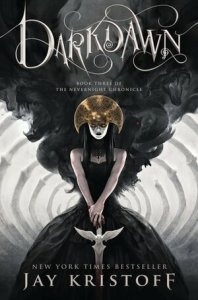 Cover of the book, featuring a pale girl with long black hair wearing a black dress with a full skirt and a golden crown shaped like a crescent moon. There is a cloud of shadow animals billowing out behind her and she is holding a bone-white sword with a crow on the hilt.