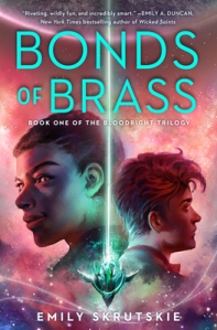 Cover of the book, featuring two male faces shown in profile facing away from each other - one with short dark hair and brown skin, the other with wavy light brown hair and light skin; the background is a swirl of red and purple and a blue-green lazer shoots across the scene between the two faces.