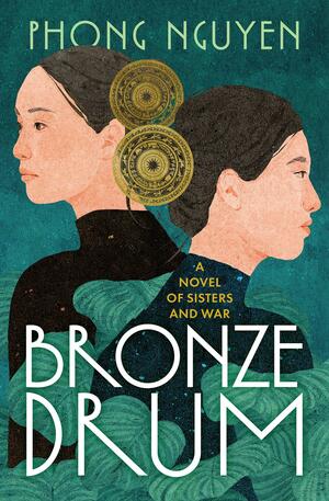 Cover of the book, featuring two Vietnamese young women, backs to each other and looking in opposite directions; their hair is bound up at the backs of their heads and ornameted with elaborate gold discs.